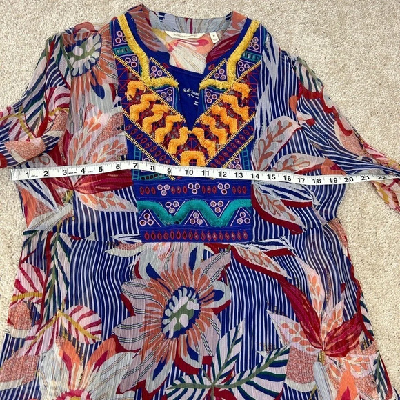 Soft Surroundings Tunic Womens Medium Colorful Floral Fringe Embroidery Ladies - Picture 9 of 13